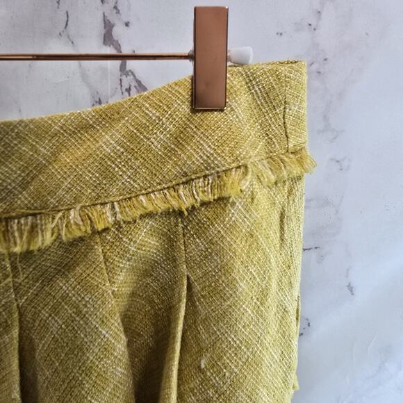 Anthropologie Skirt Womens 8 Medium Yellow Tweed Fringe Tapestry Maeve Circle - Picture 12 of 13